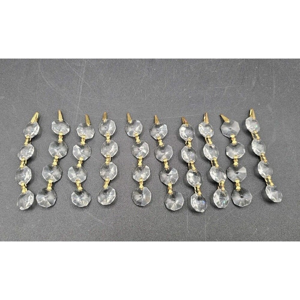 Chandelier Lamp Replacement Parts Crystal Octagons 10 Strands of 4 Gold Bowtie
